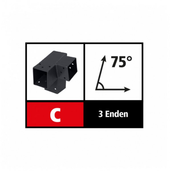 71mm-Suki Steckverbinder Ecke links 75 Grad, 3 Enden